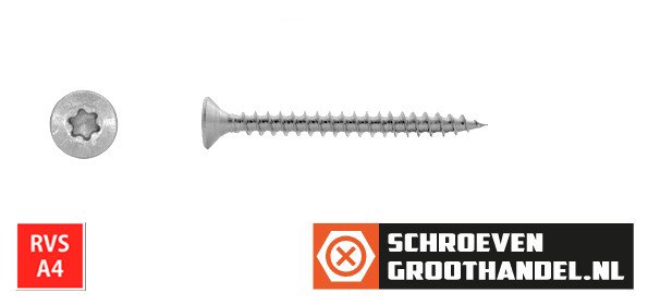 Alternatieve afbeelding voor Spanplattenschrauben 4,5x45mm Edelstahl A4 Senkkopf TORX-20 200 Stück