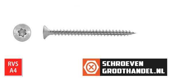 Alternatieve afbeelding voor Spanplattenschrauben 4,5x50mm Edelstahl A4 Senkkopf TORX-20 200 Stück
