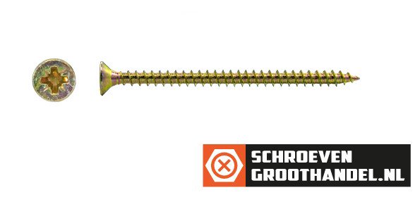 Alternatieve afbeelding voor Spanplattenschrauben 4,5x60mm gelb verzinkt Senkkopf POZI-2 200 Stück