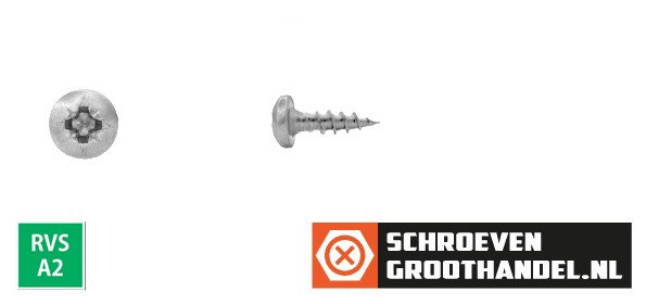 Alternatieve afbeelding voor Spanplattenschrauben 4x16mm Edelstahl A2 Linsenkopf POZI-2 500 Stück