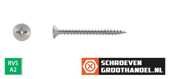 Alternatieve afbeelding voor Spanplattenschrauben 4x40mm Edelstahl A2 Senkkopf POZI-2 200 Stück