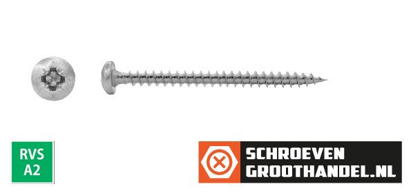 Alternatieve afbeelding voor Spanplattenschrauben 4x50mm Edelstahl A2 Linsenkopf POZI-2 200 Stück