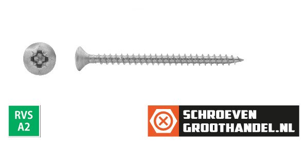 Alternatieve afbeelding voor Spanplattenschrauben 4x50mm Edelstahl A2 Linsensenkkopf POZI-2 200 Stück