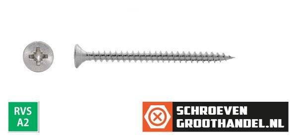 Alternatieve afbeelding voor Spanplattenschrauben 4x50mm Edelstahl A2 Senkkopf POZI-2 200 Stück