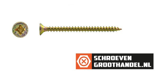 Alternatieve afbeelding voor Spanplattenschrauben 4x50mm gelb verzinkt Senkkopf POZI-2 500 Stück