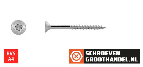 Alternatieve afbeelding voor Spanplattenschrauben 4x60/36mm Edelstahl A4 Senkkopf TORX-20 200 Stück