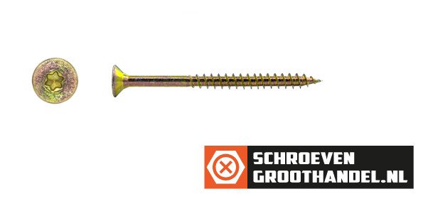 Alternatieve afbeelding voor Spanplattenschrauben 4x70/42mm gelb verzinkt Senkkopf TORX-20 200 Stück