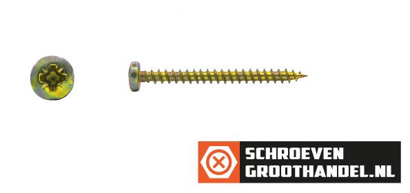 Alternatieve afbeelding voor Spanplattenschrauben 5x45mm gelb verzinkt Linsenkopf POZI-2 200 Stück