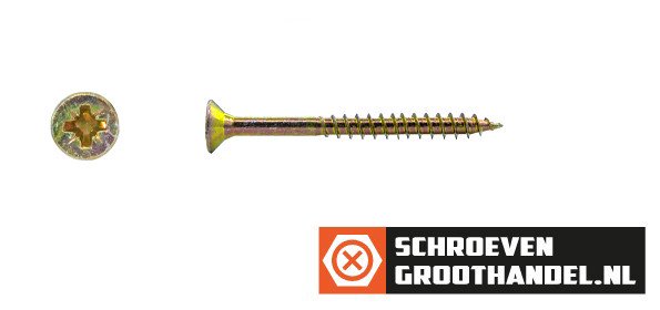 Alternatieve afbeelding voor Spanplattenschrauben 5x50/30mm gelb verzinkt Senkkopf POZI-2 200 Stück