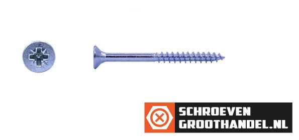 Alternatieve afbeelding voor Spanplattenschrauben 5x55/36mm verzinkt Senkkopf POZI-2 200 Stück
