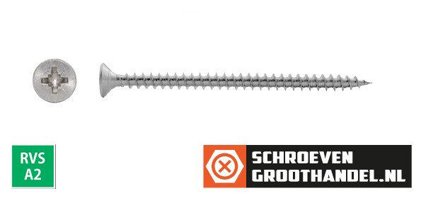 Alternatieve afbeelding voor Spanplattenschrauben 5x60mm Edelstahl A2 Senkkopf POZI-2 100 Stück
