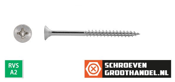 Alternatieve afbeelding voor Spanplattenschrauben 5x65/42mm Edelstahl A2 Senkkopf POZI-2 100 Stück