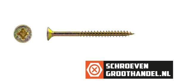 Alternatieve afbeelding voor Spanplattenschrauben 5x70/42mm gelb verzinkt Senkkopf POZI-2 200 Stück