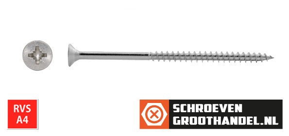 Alternatieve afbeelding voor Spanplattenschrauben 6x100/70mm Edelstahl A4 Senkkopf POZI-3 100 Stück