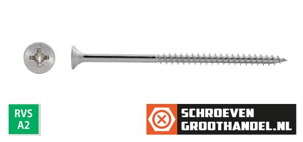 Alternatieve afbeelding voor Spanplattenschrauben 6x150/70mm Edelstahl A2 Senkkopf POZI-3 100 Stück