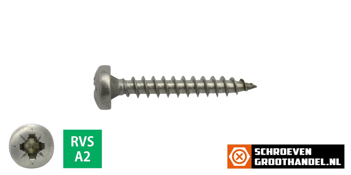 Alternatieve afbeelding voor Spanplattenschrauben 6x30mm Edelstahl A2 Linsenkopf POZI-3 100 Stück