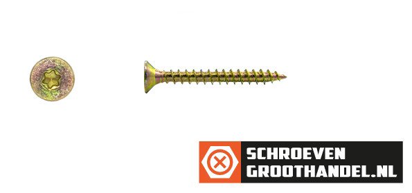 Alternatieve afbeelding voor Spanplattenschrauben 6x30mm gelb verzinkt Senkkopf TORX-30 200 Stück