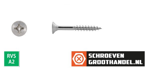 Alternatieve afbeelding voor Spanplattenschrauben 6x40/24mm Edelstahl A2 Senkkopf POZI-3 100 Stück