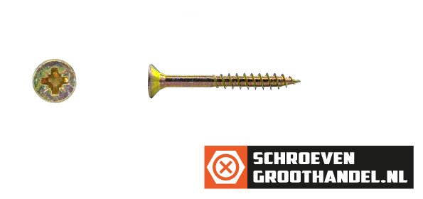Alternatieve afbeelding voor Spanplattenschrauben 6x45/30mm gelb verzinkt Senkkopf POZI-3 200 Stück