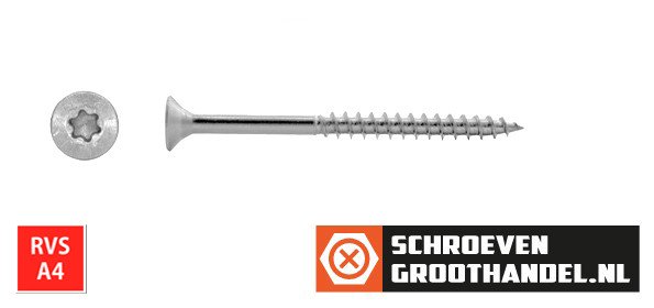 Alternatieve afbeelding voor Spanplattenschrauben 6x70/42mm Edelstahl A4 Senkkopf TORX-25 100 Stück