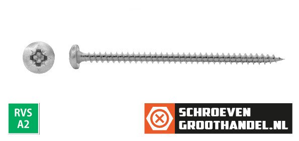 Alternatieve afbeelding voor Spanplattenschrauben 6x70mm Edelstahl A2 Linsenkopf POZI-3 100 Stück