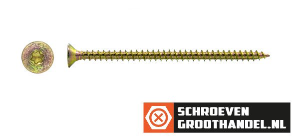 Alternatieve afbeelding voor Spanplattenschrauben 6x80mm gelb verzinkt Senkkopf TORX-30 200 Stück