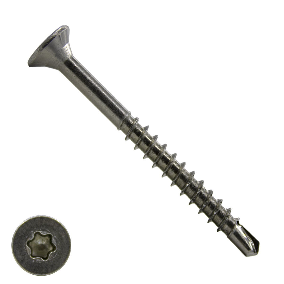 Alternatieve afbeelding voor Spanplattenschrauben mit Bohrspitze 5x80/60mm Edelstahl A2 Senkkopf TORX 200 Stück