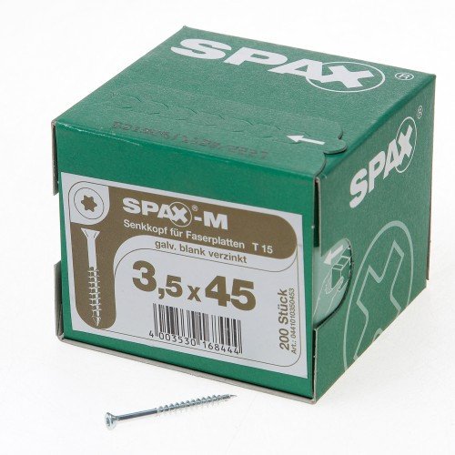 Alternatieve afbeelding voor Spax-M MDF-Schrauben 3,5x45mm Teilgewinde verzinkt Fräskopf TORX 200 Stück