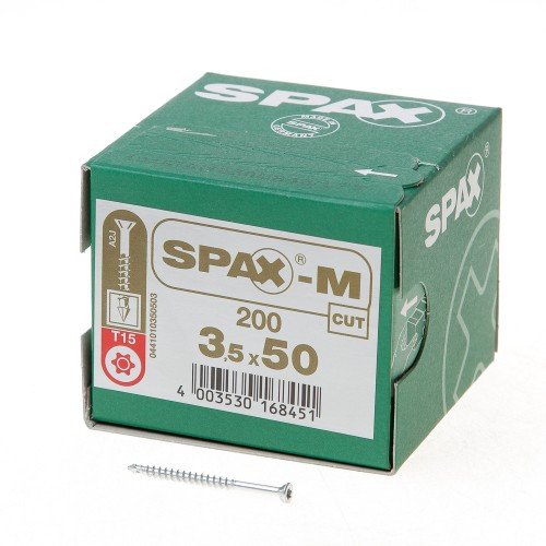 Alternatieve afbeelding voor Spax-M MDF-Schrauben 3,5x50mm Teilgewinde verzinkt Fräskopf TORX 200 Stück