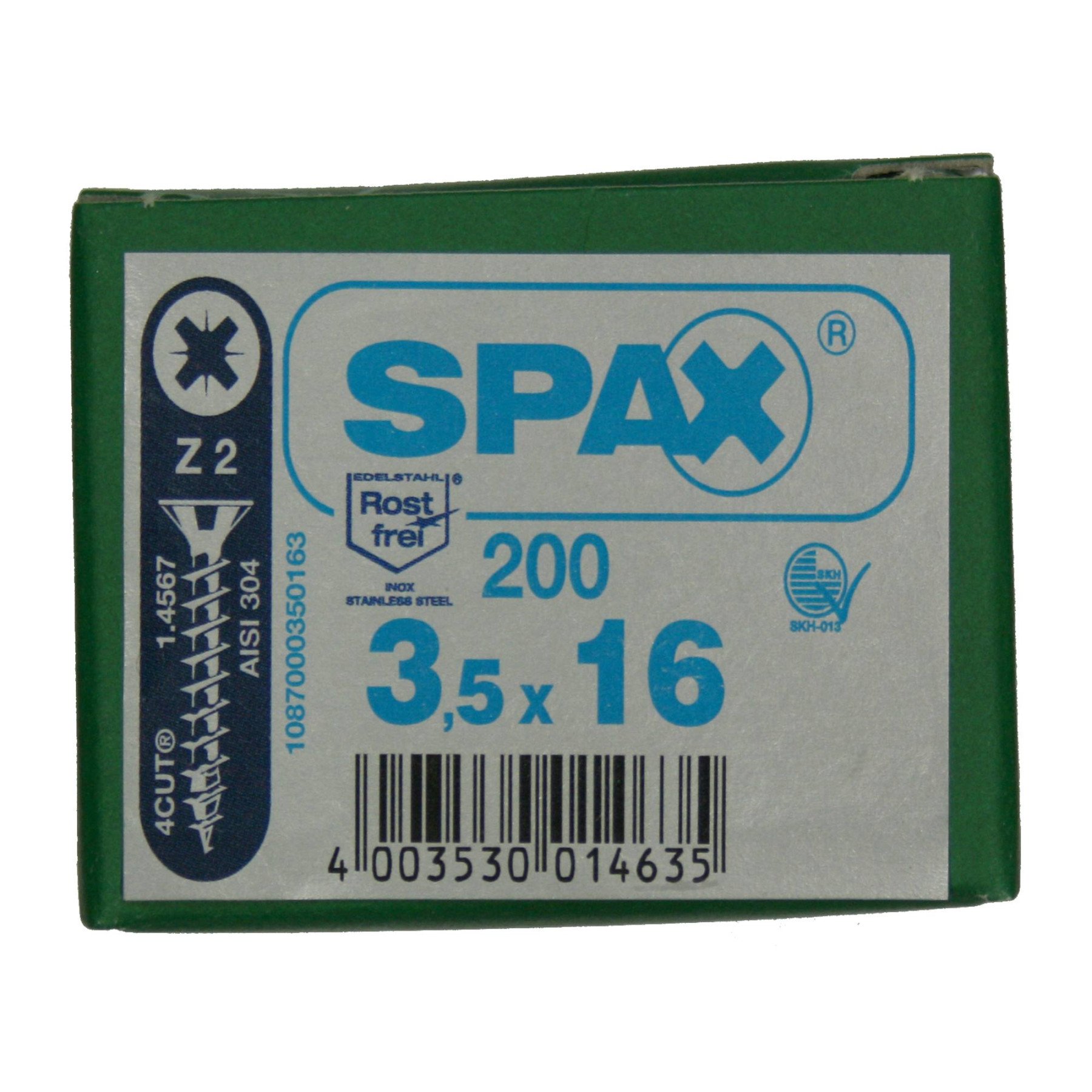 Alternatieve afbeelding voor Spax Spanplattenschrauben 3,5x16mm Edelstahl A2 Senkkopf POZI 200 Stück