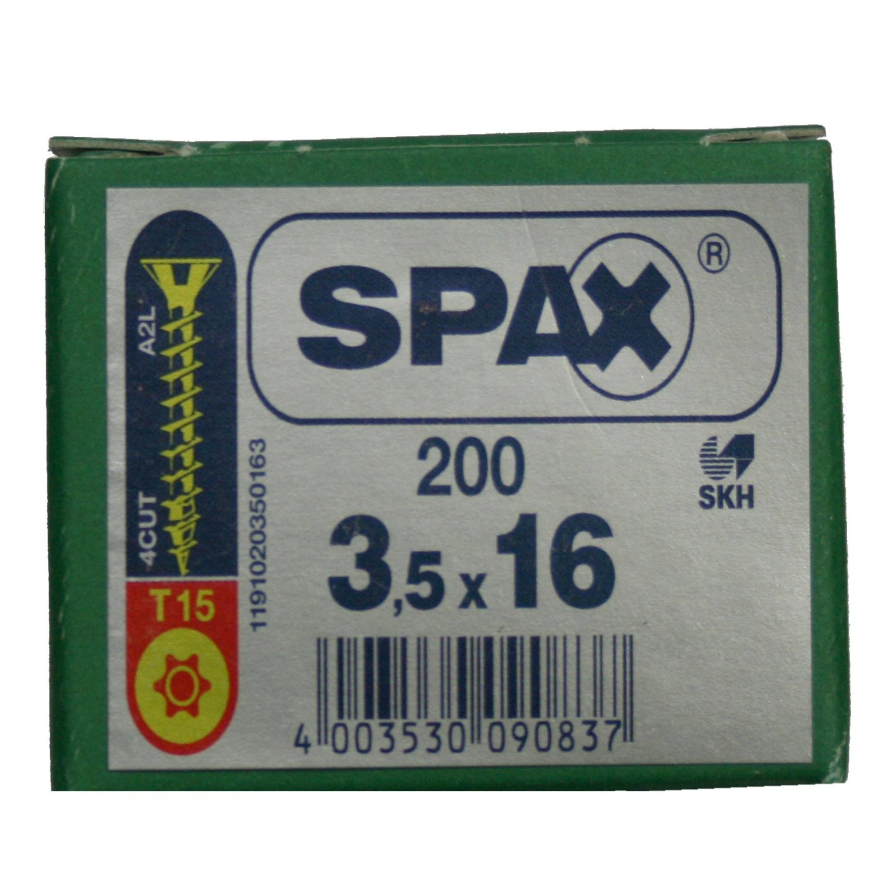 Alternatieve afbeelding voor Spax Spanplattenschrauben 3,5x16mm gelb verzinkt Senkkopf TORX 200 Stück