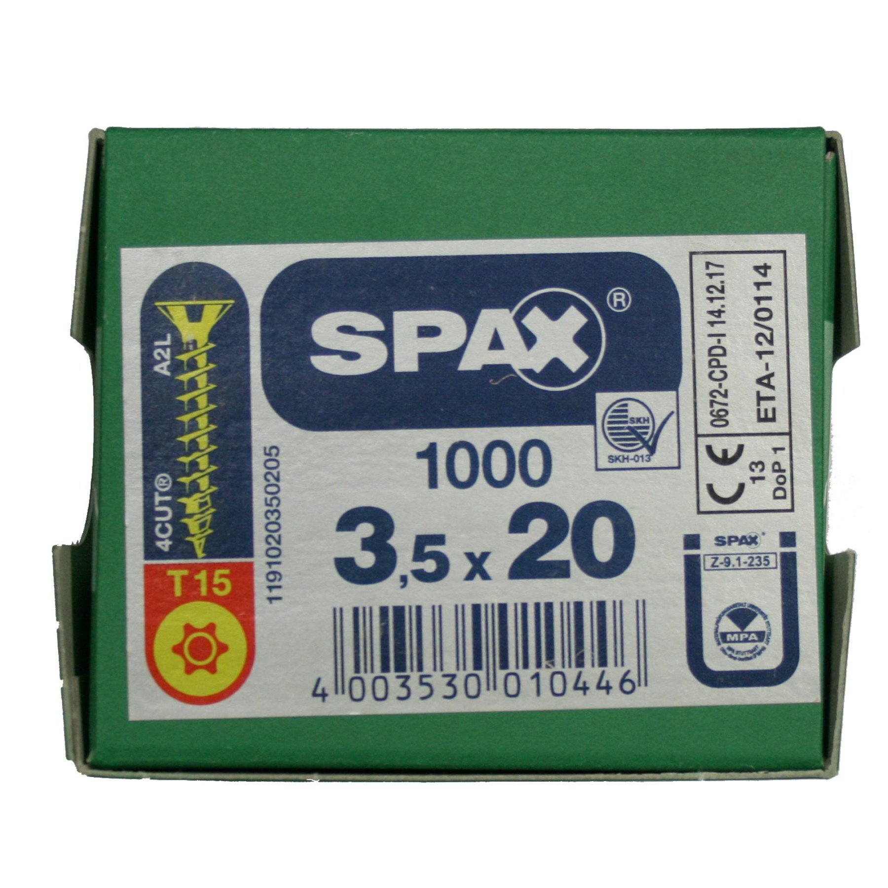 Alternatieve afbeelding voor Spax Spanplattenschrauben 3,5x20mm gelb verzinkt Senkkopf TORX 1000 Stück