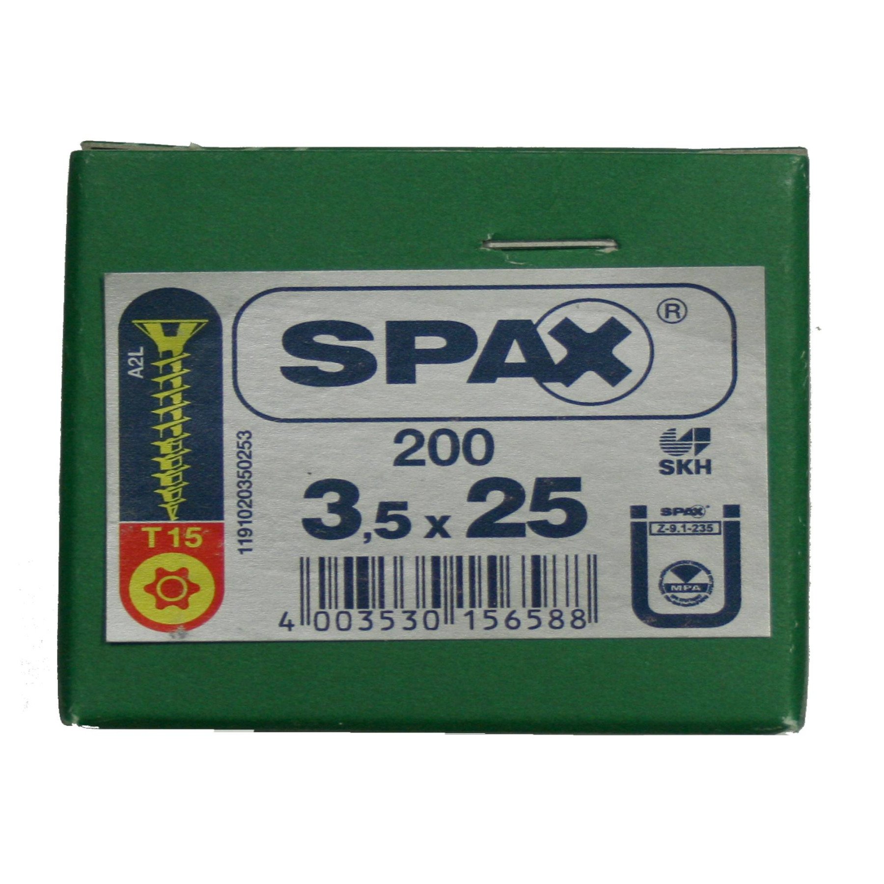 Alternatieve afbeelding voor Spax Spanplattenschrauben 3,5x25mm gelb verzinkt Senkkopf TORX 200 Stück