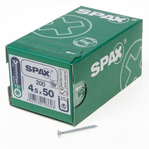 Alternatieve afbeelding voor Spax Spanplattenschrauben 4,5x50mm verzinkt Senkkopf TORX 200 Stück