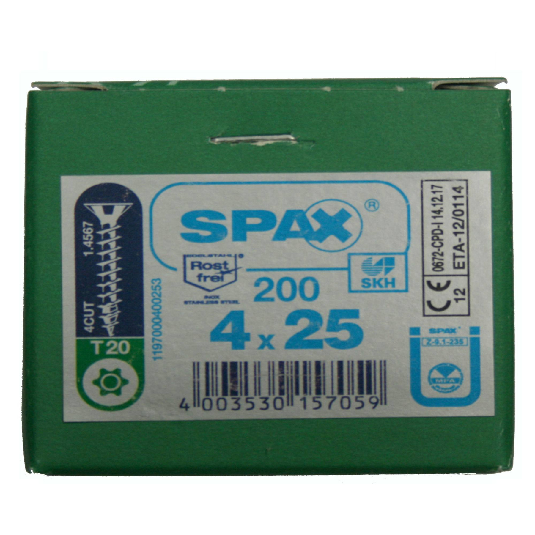 Alternatieve afbeelding voor Spax Spanplattenschrauben 4x25mm Edelstahl A2 Senkkopf TORX 200 Stück