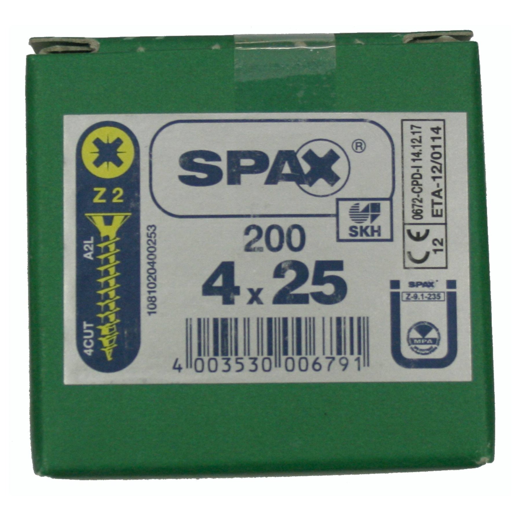 Alternatieve afbeelding voor Spax Spanplattenschrauben 4x25mm gelb verzinkt Senkkopf POZI 200 Stück