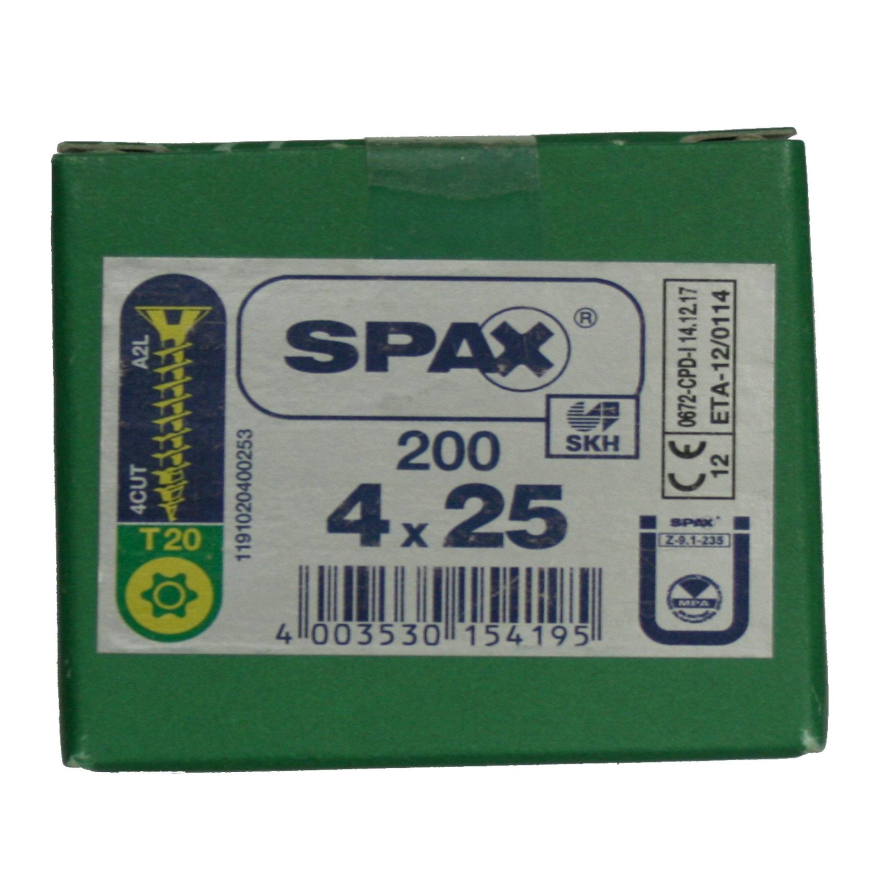 Alternatieve afbeelding voor Spax Spanplattenschrauben 4x25mm gelb verzinkt Senkkopf TORX 200 Stück