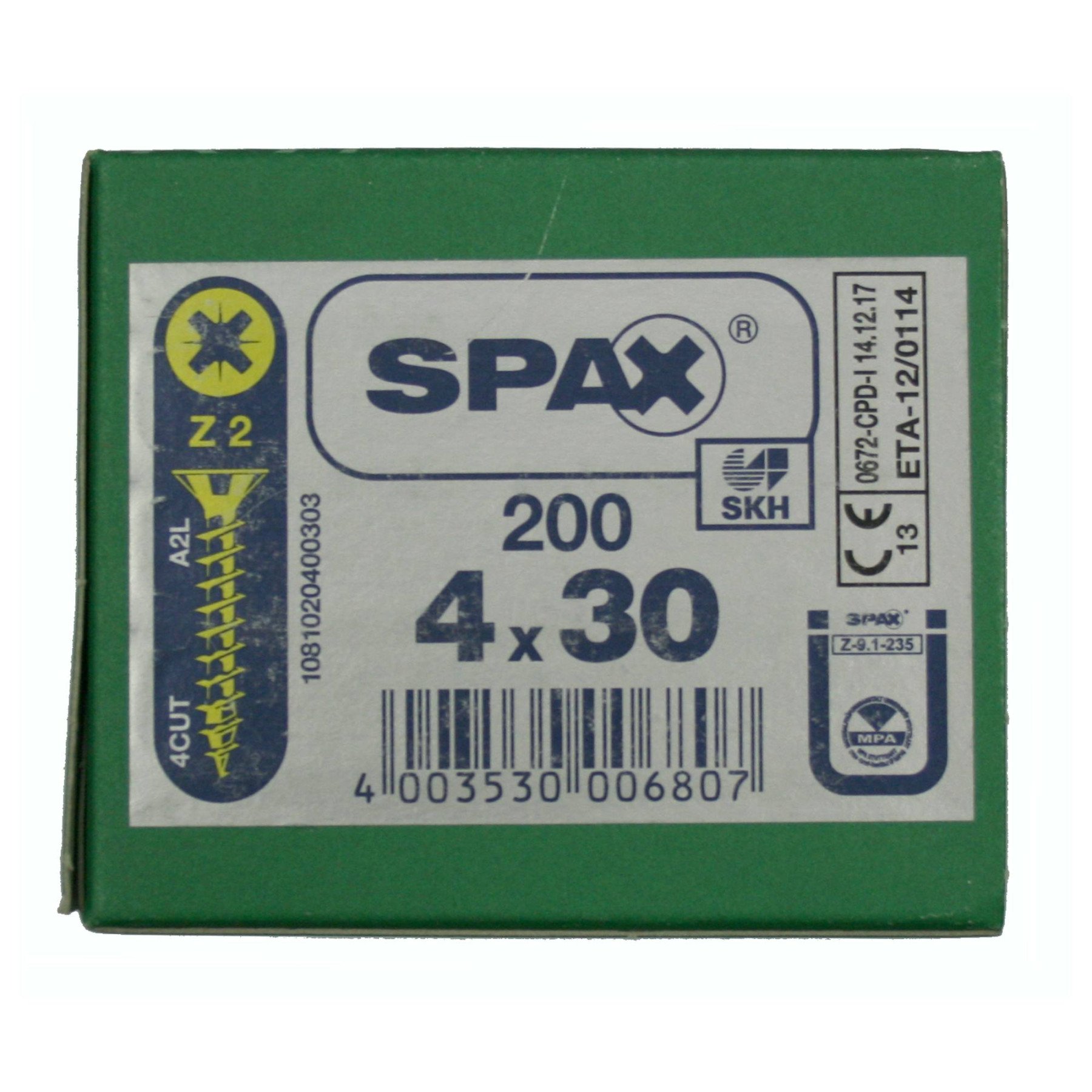 Alternatieve afbeelding voor Spax Spanplattenschrauben 4x30mm gelb verzinkt Senkkopf POZI 200 Stück
