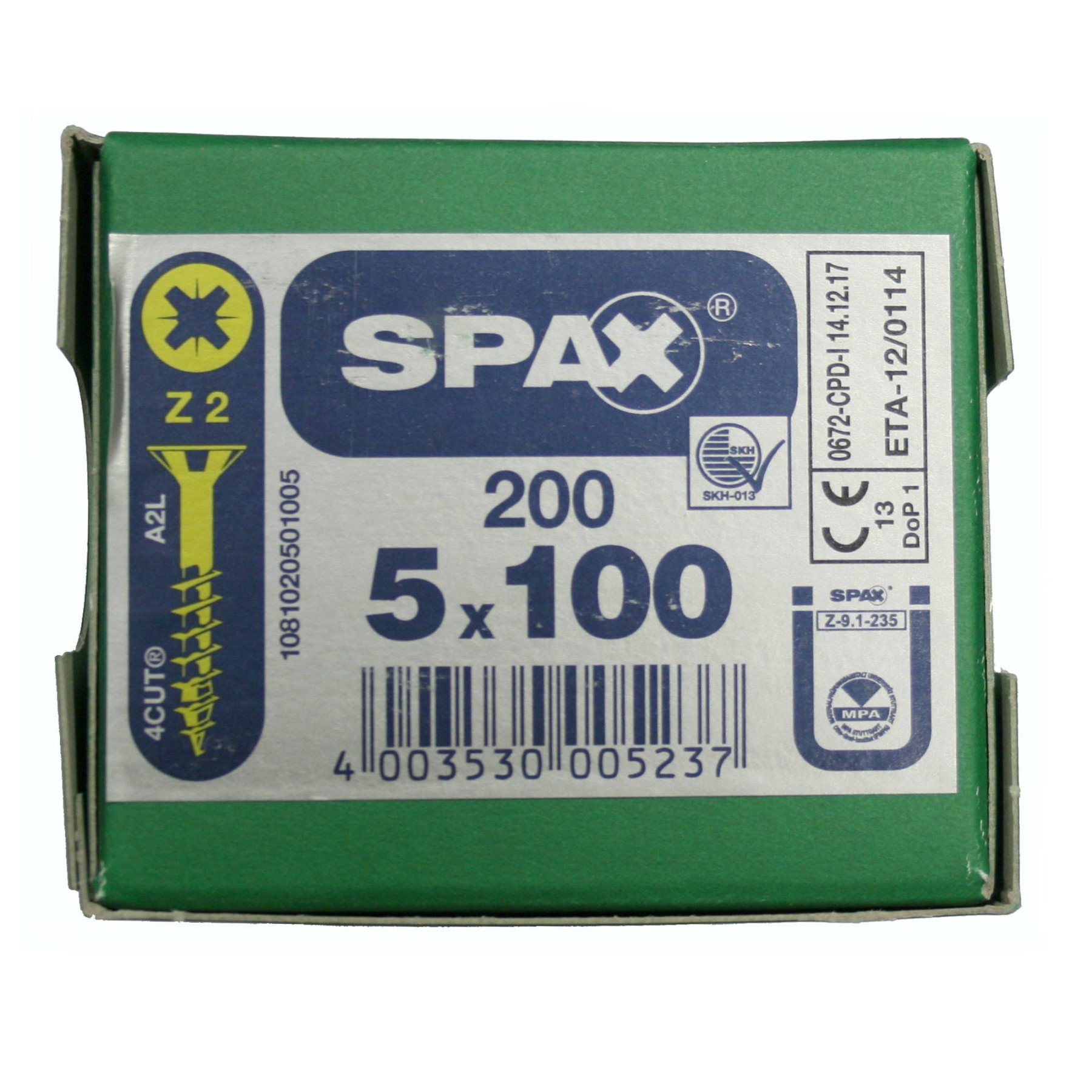 Alternatieve afbeelding voor Spax Spanplattenschrauben 5x100mm Teilgewinde gelb verzinkt Senkkopf POZI 200 Stück