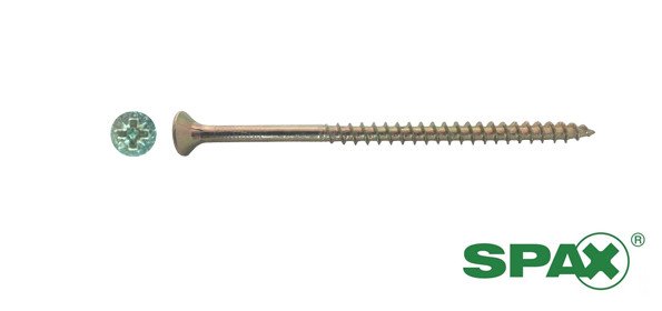 Alternatieve afbeelding voor Spax Spanplattenschrauben 5x100mm Teilgewinde gelb verzinkt Senkkopf POZI 200 Stück