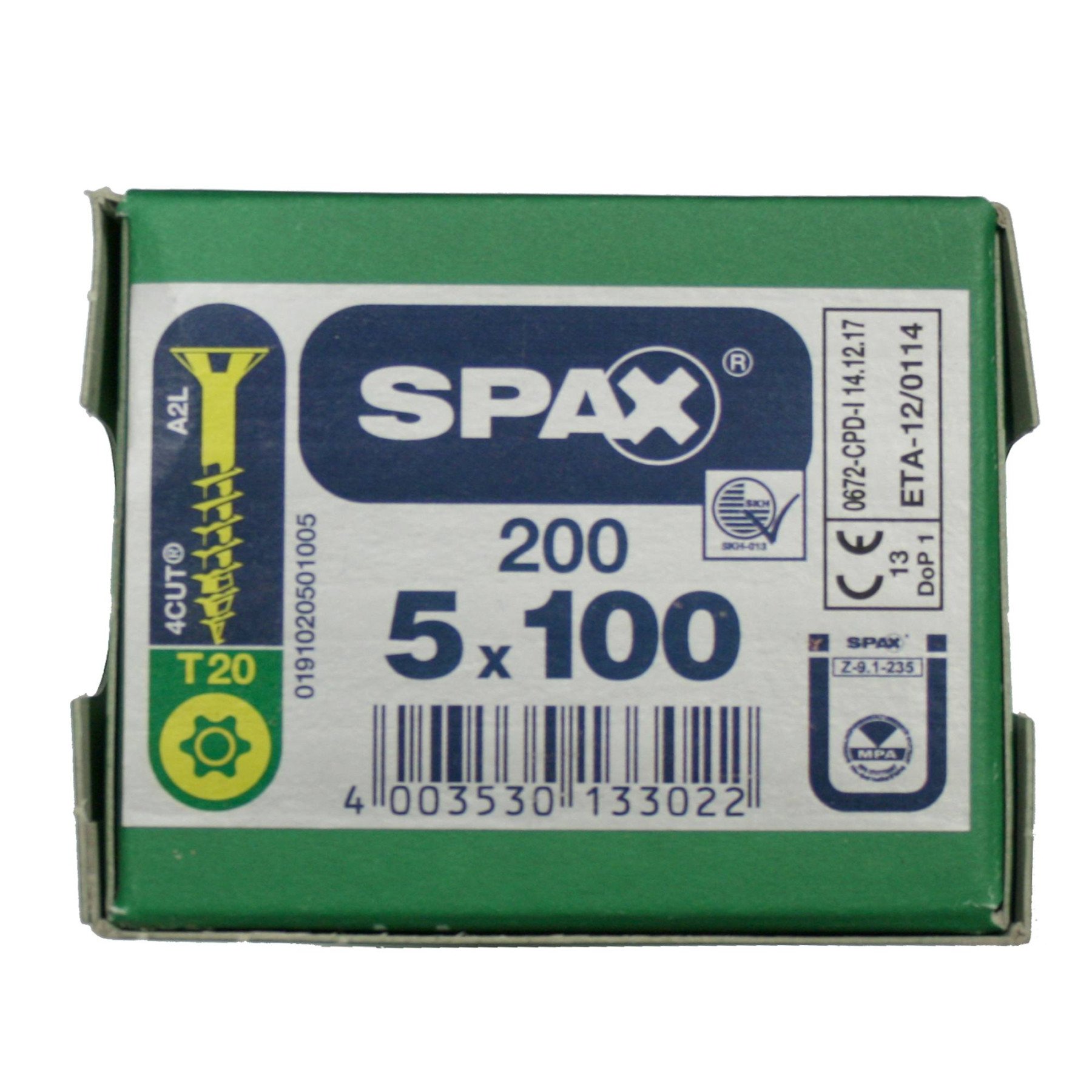 Alternatieve afbeelding voor Spax Spanplattenschrauben 5x100mm Teilgewinde gelb verzinkt Senkkopf TORX 200 Stück