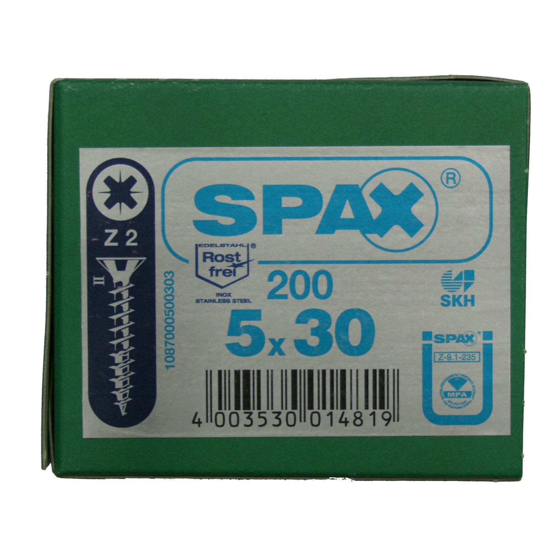 Alternatieve afbeelding voor Spax Spanplattenschrauben 5x30mm Edelstahl A2 Senkkopf POZI 200 Stück