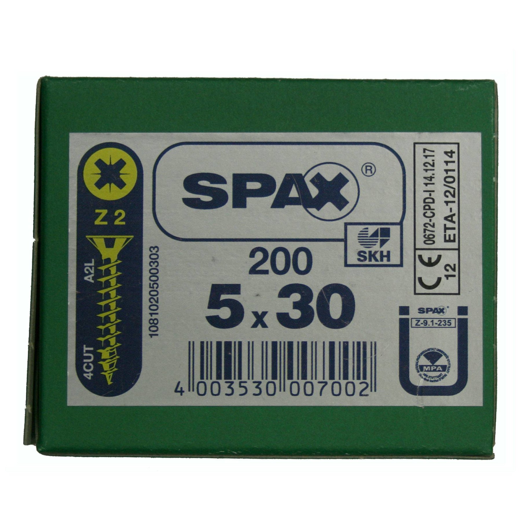 Alternatieve afbeelding voor Spax Spanplattenschrauben 5x30mm gelb verzinkt Senkkopf POZI 200 Stück
