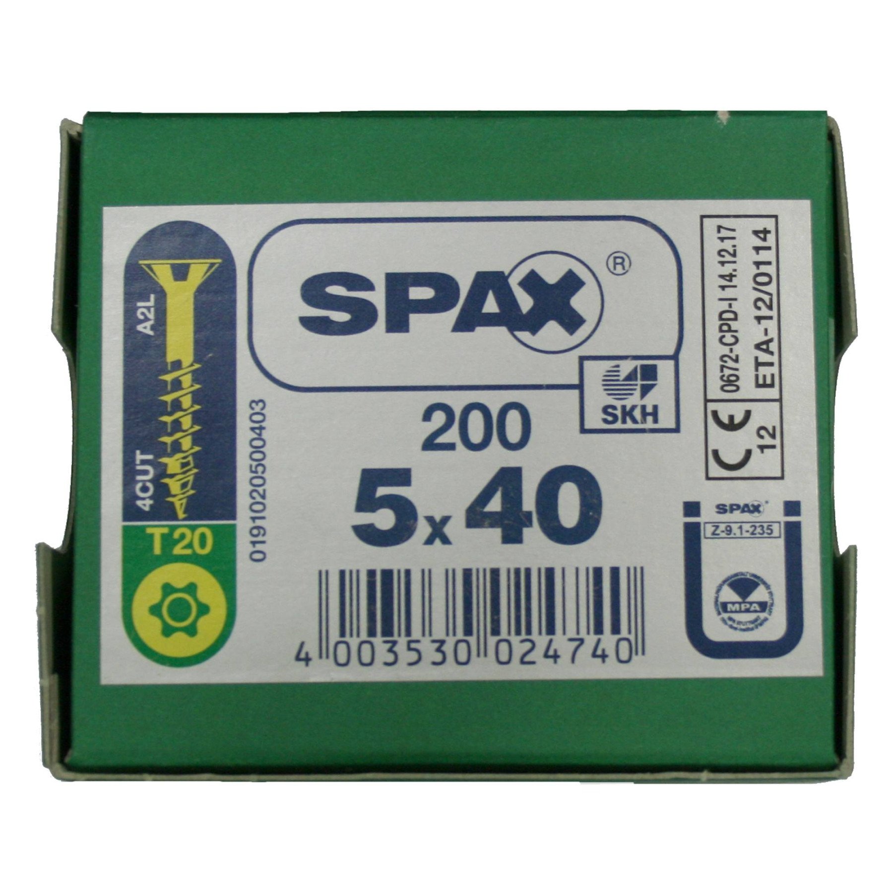 Alternatieve afbeelding voor Spax Spanplattenschrauben 5x40mm Teilgewinde gelb verzinkt Senkkopf TORX 200 Stück