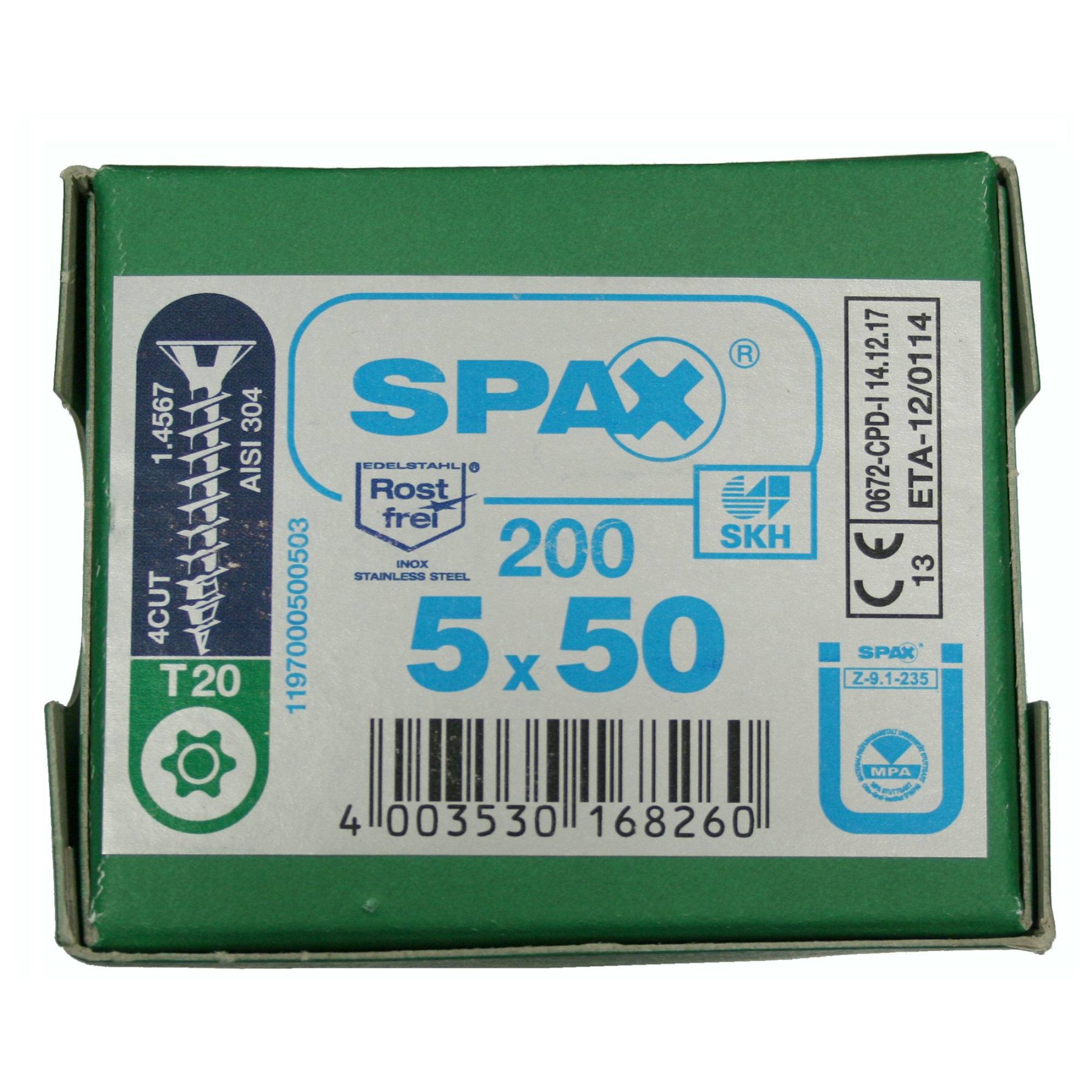Alternatieve afbeelding voor Spax Spanplattenschrauben 5x50mm Edelstahl A2 Senkkopf TORX 200 Stück