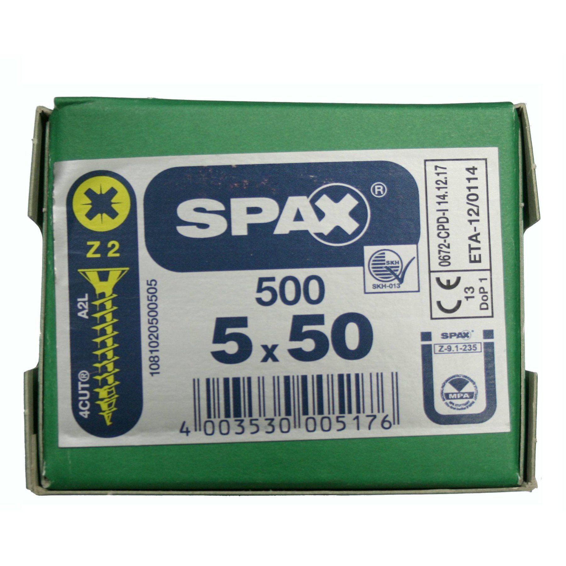 Alternatieve afbeelding voor Spax Spanplattenschrauben 5x50mm gelb verzinkt Senkkopf POZI 500 Stück