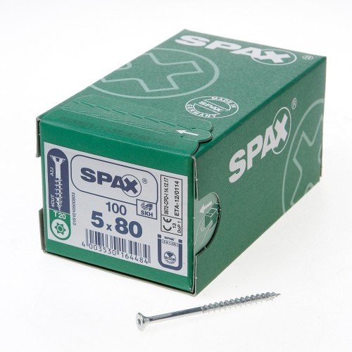 Alternatieve afbeelding voor Spax Spanplattenschrauben 5x80mm Teilgewinde verzinkt Senkkopf TORX 100 Stück