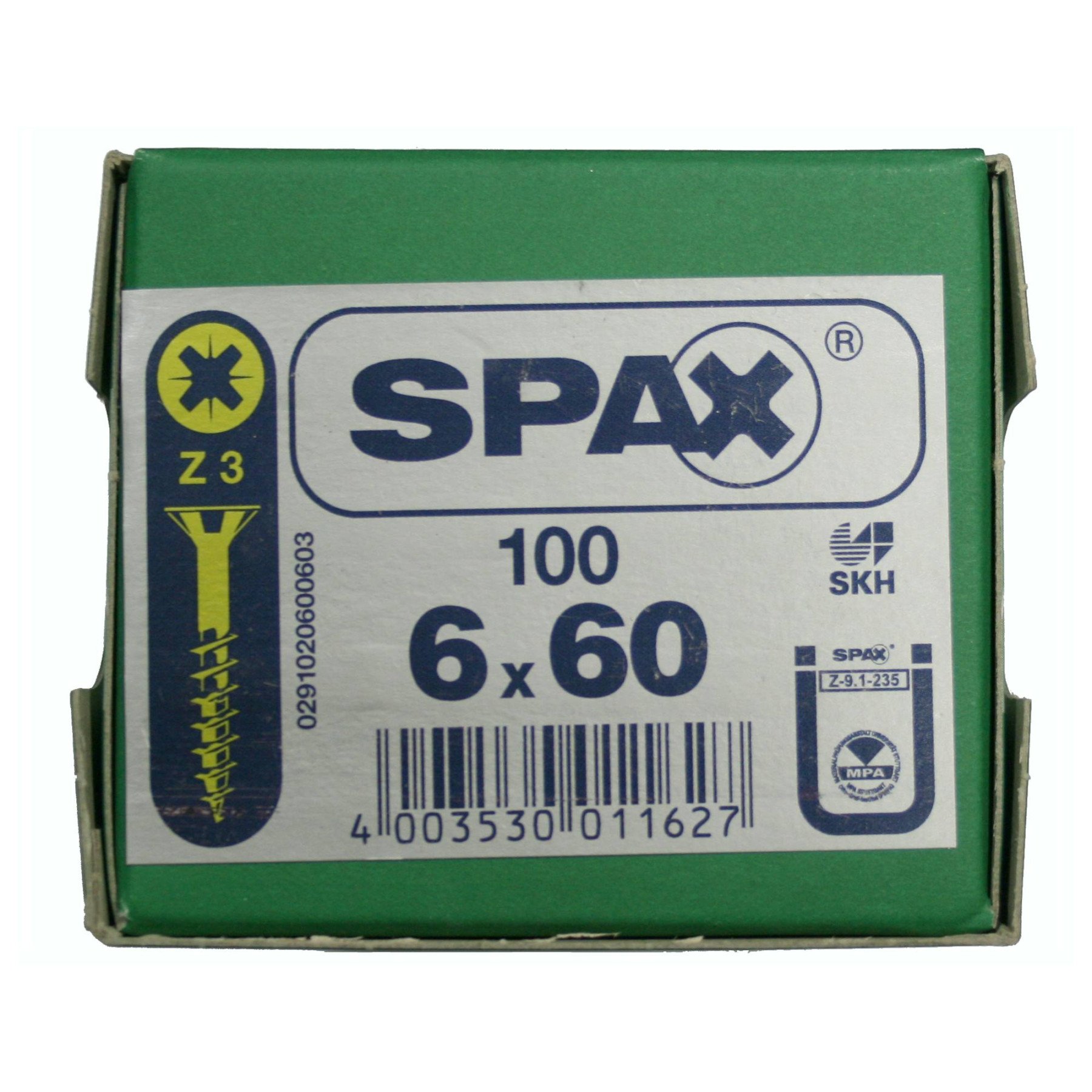 Alternatieve afbeelding voor Spax Spanplattenschrauben 6x60mm Teilgewinde gelb verzinkt Senkkopf POZI 100 Stück