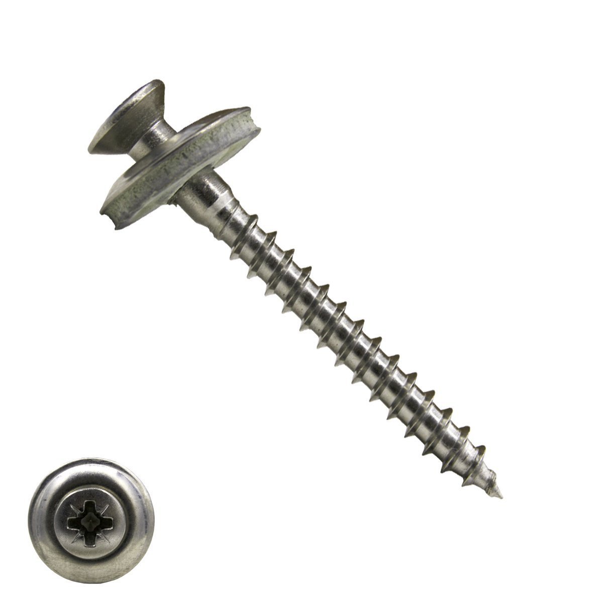 Alternatieve afbeelding voor Spenglerschrauben 4,5x55mm Edelstahl A2 Liseko 2-teilig POZI-2 200 Stück