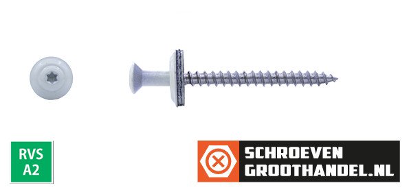 Alternatieve afbeelding voor Spenglerschrauben 4,5x60mm Edelstahl A2 RAL9010 Reinweiß Liseko TORX-20 200 Stück